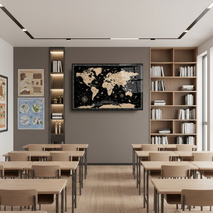 Mappa Mondo Quadro in vetro Temperato