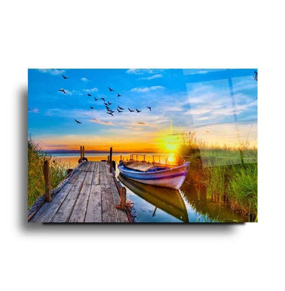 Sunset Bridge Sea Glass Wall Art - LUXARTDECO