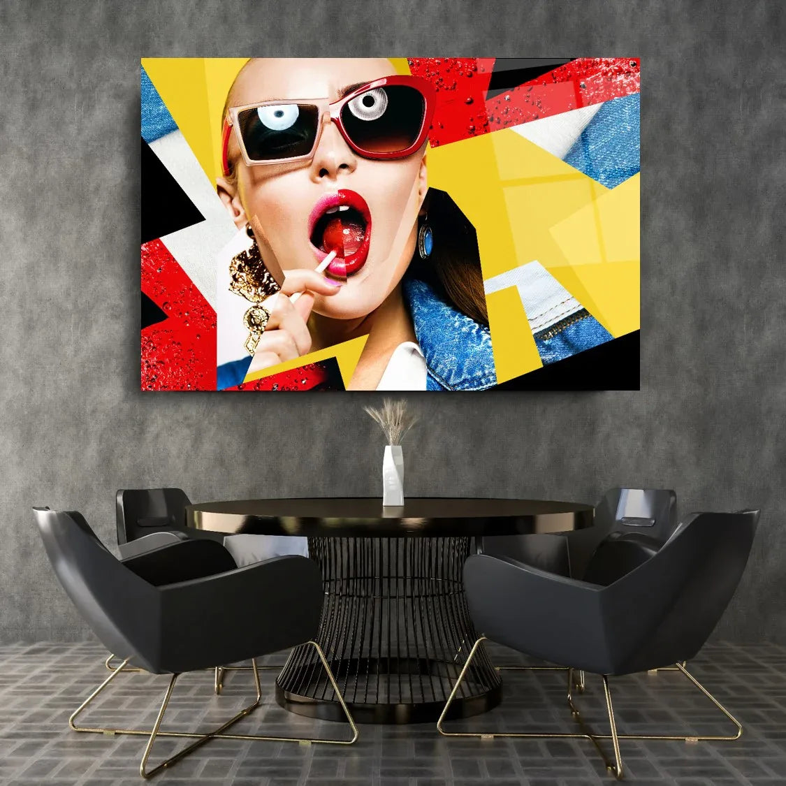 Pop Art Woman Glass Wall Art - LUXARTDECO
