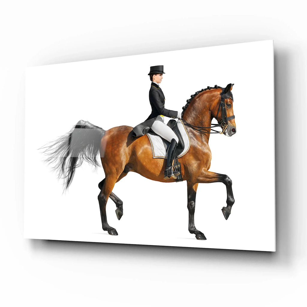 Girl on Horse Glass Wall Art - LUXARTDECO