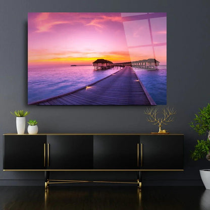 Sea Bridge Glass Wall Art - LUXARTDECO