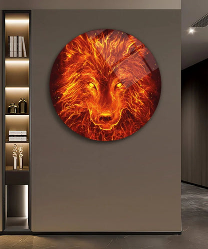 Fire Wolf Glass Wall Art - LUXARTDECO
